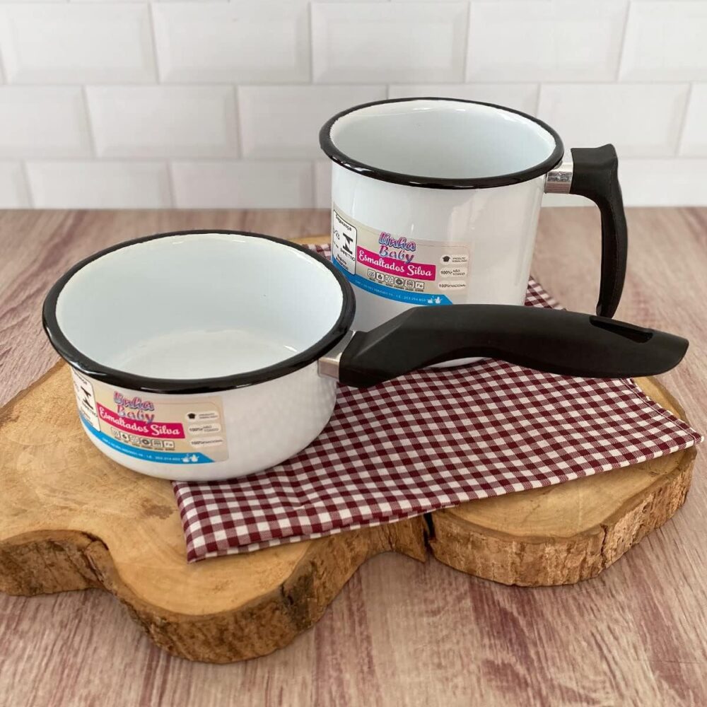 Conjunto Panela Esmaltada Ágata 1L e Leiteira 1,5L com cabos... - Image 2