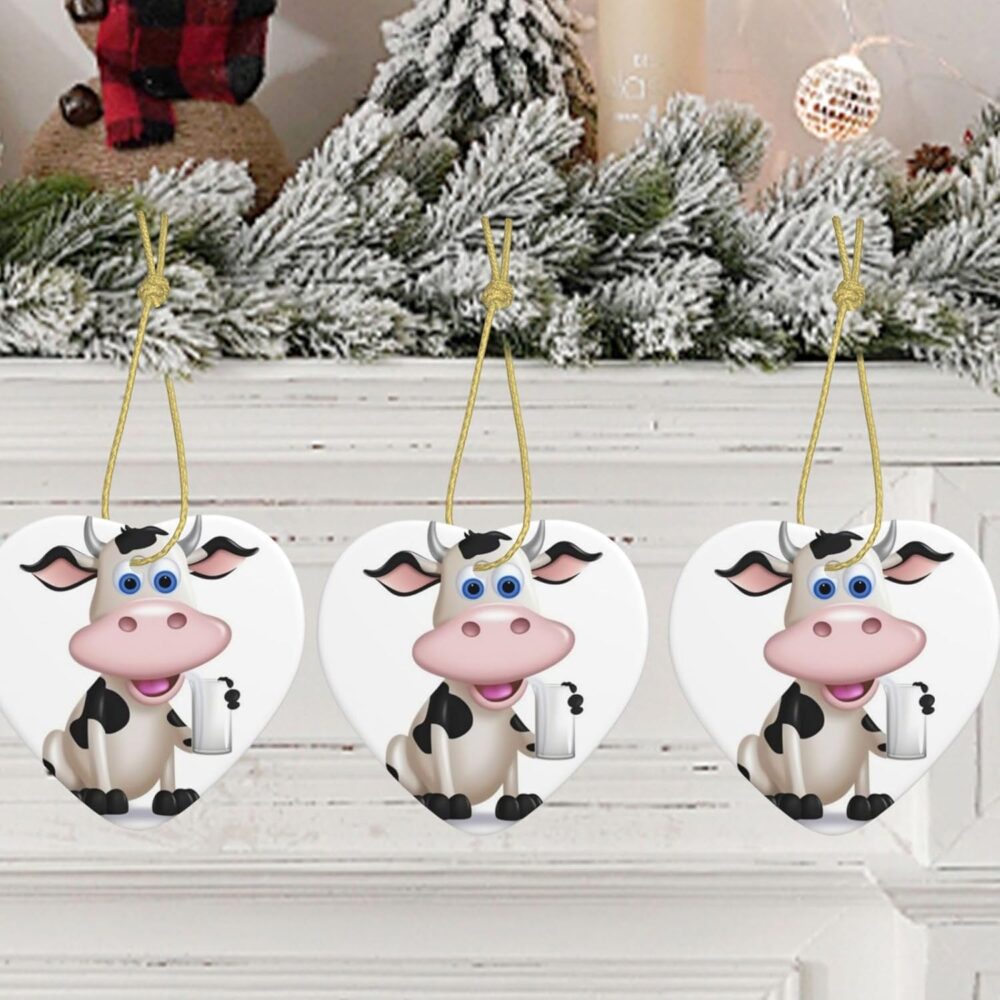 Enfeites de Natal com desenho animado de vaca leiteira, cora... - Image 9