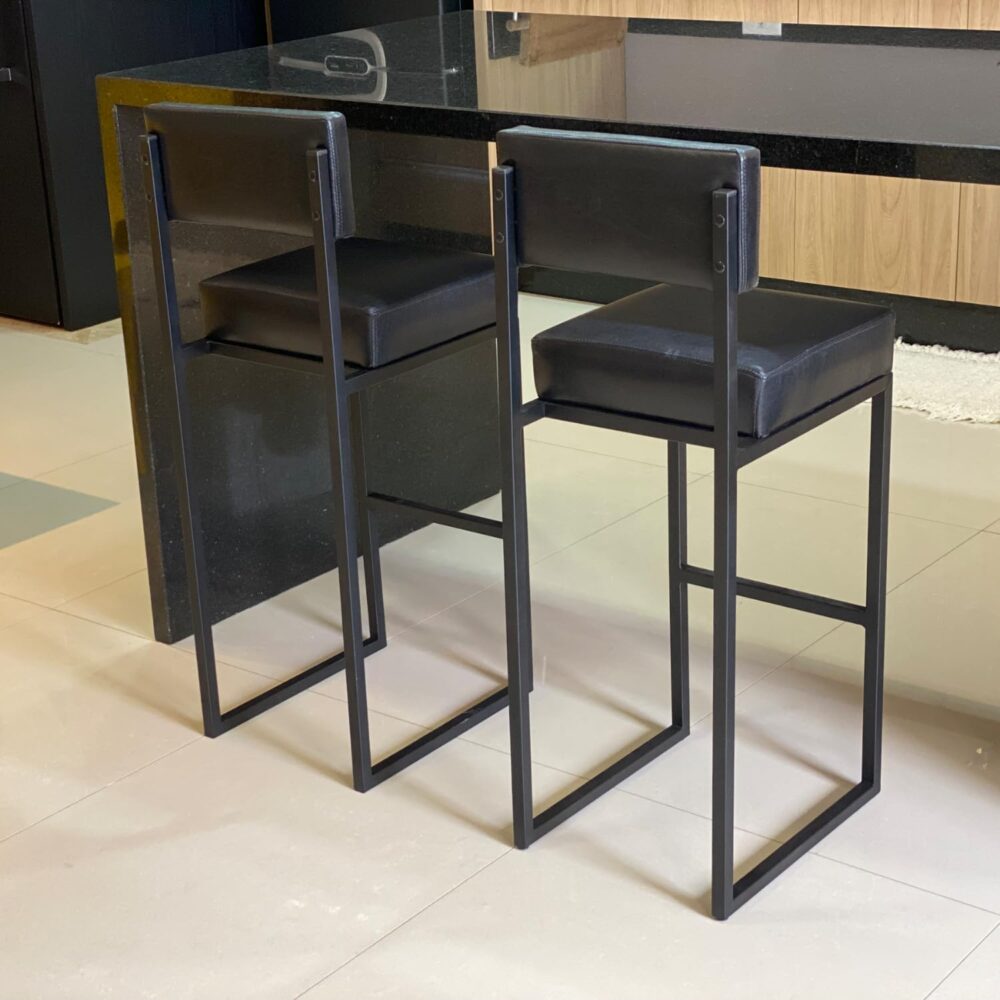 Banqueta para balcão de cozinha de Ferro Estofada em Couro S... - Image 8