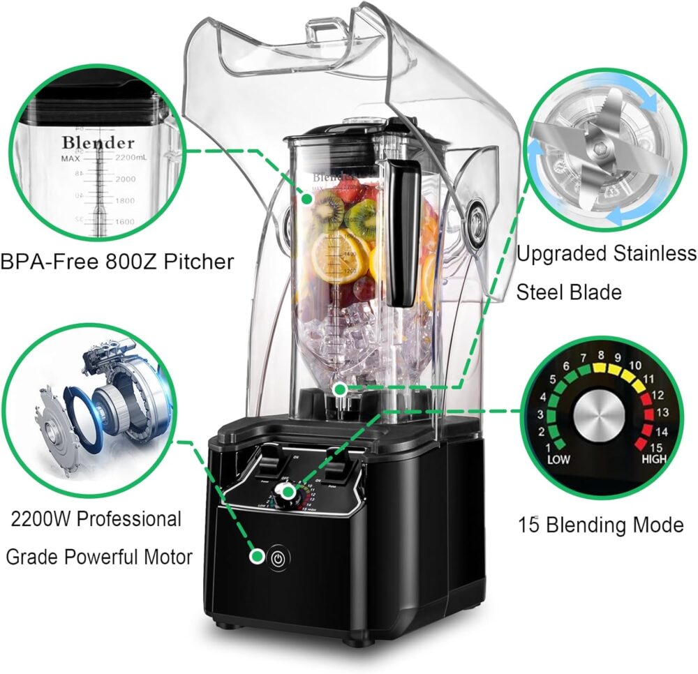 Senlee Liquidificador profissional para cozinha, 2200 W, jar... - Image 3