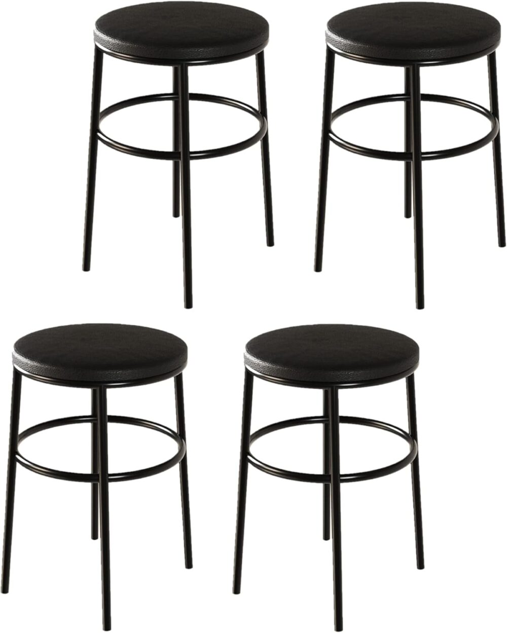 Kit 4 Banqueta Itália Redonda Estofada 65cm Aço Preto e Cori...