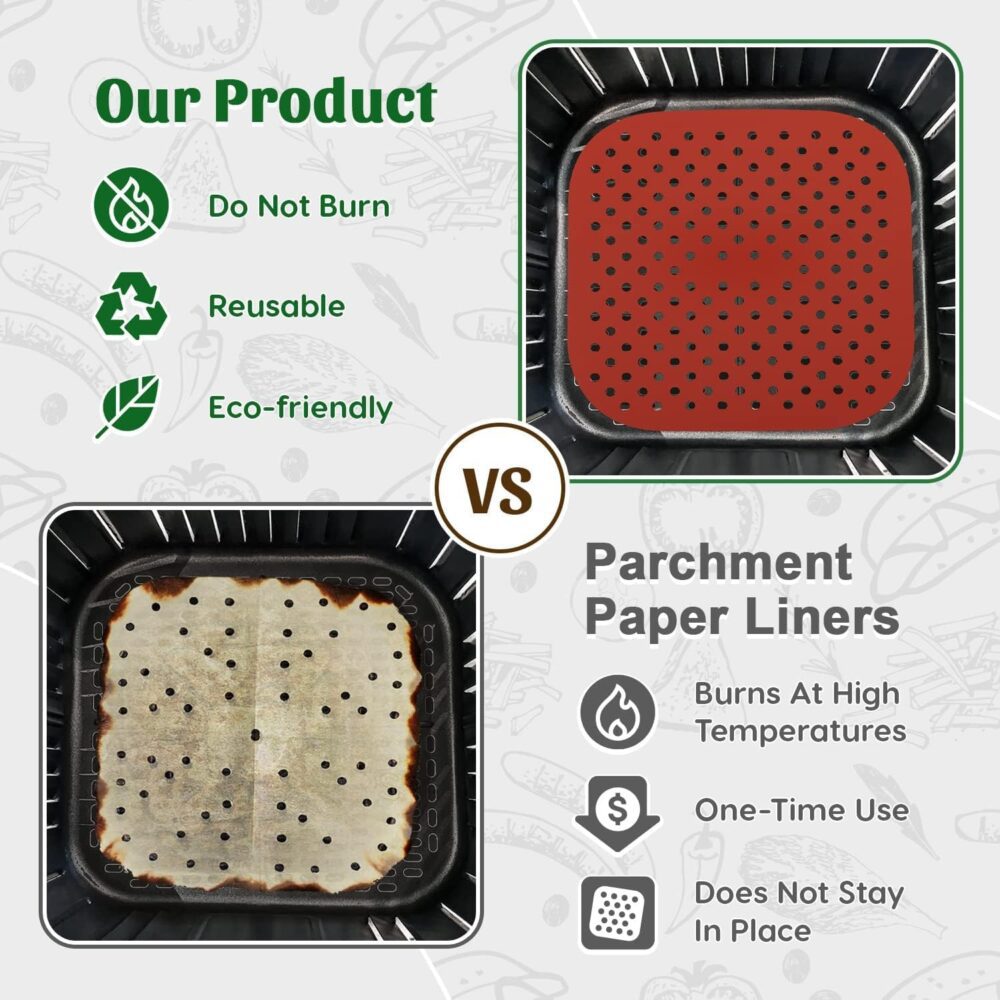 Kit 2 Formas Silicone Air Fryer 21x21cm – Tapete Antiaderent... | É bom mesmo? Descubra antes de comprar - Image 3