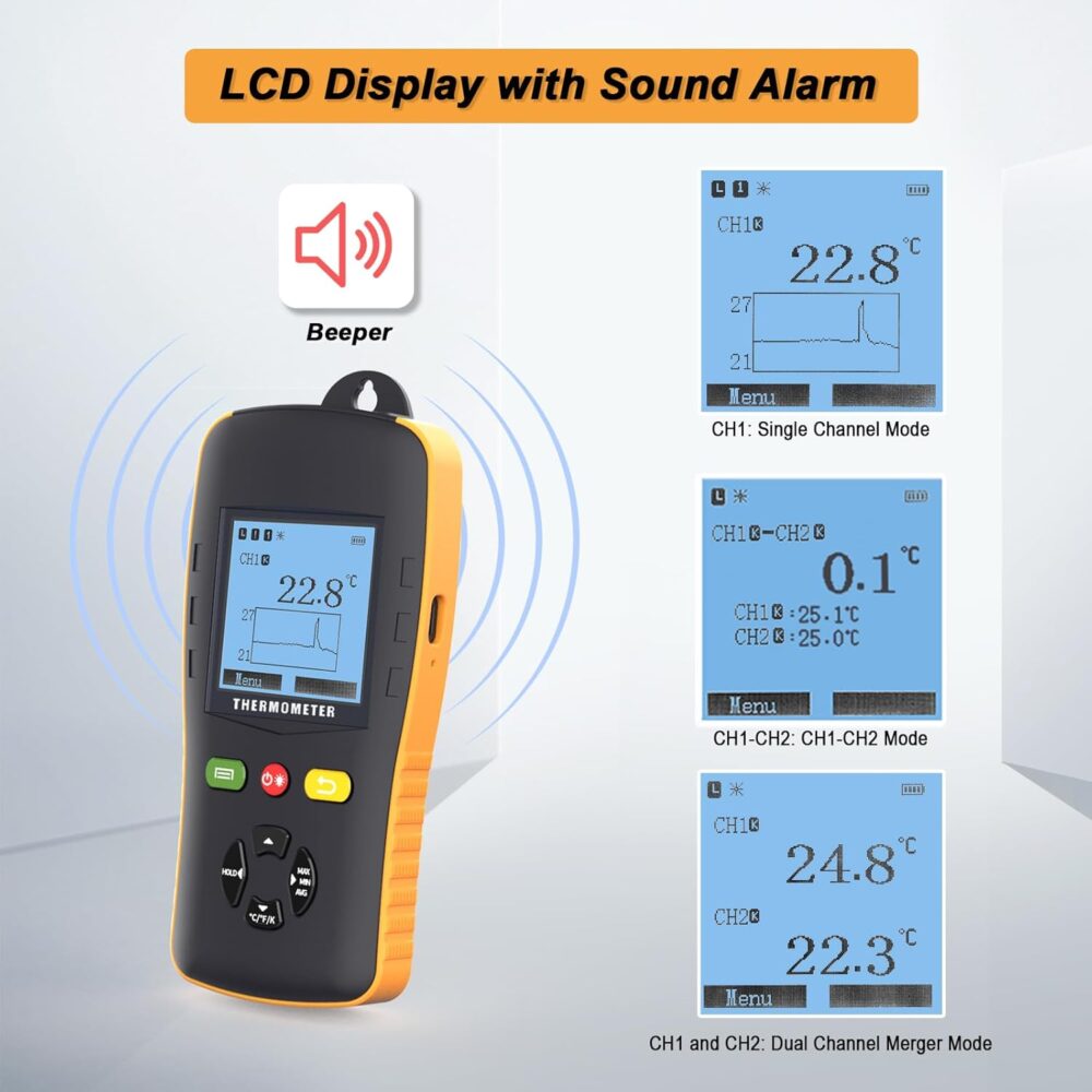 K Tipo Termopar Termômetro Data Logger USB Handheld Dual Can... - Image 3