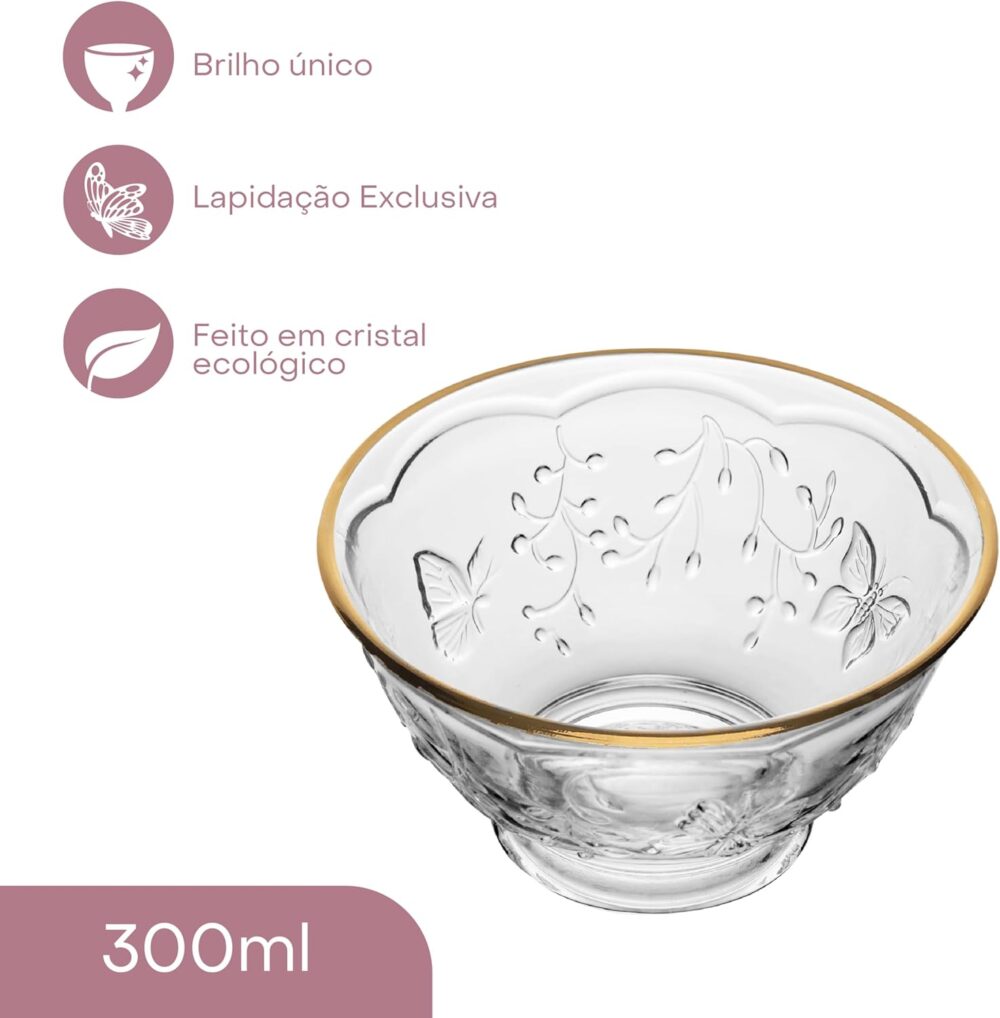 LYOR - Bowl New Butterfly com Fio de Ouro 12cm x 12cm x 6,5c... - Image 3