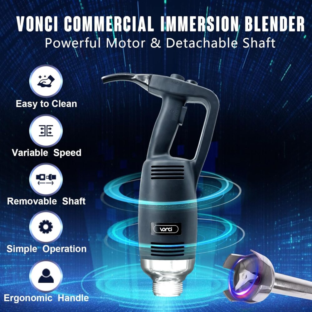 VONCI Liquidificador de imersão comercial de 500 W, eixo rem... - Image 2