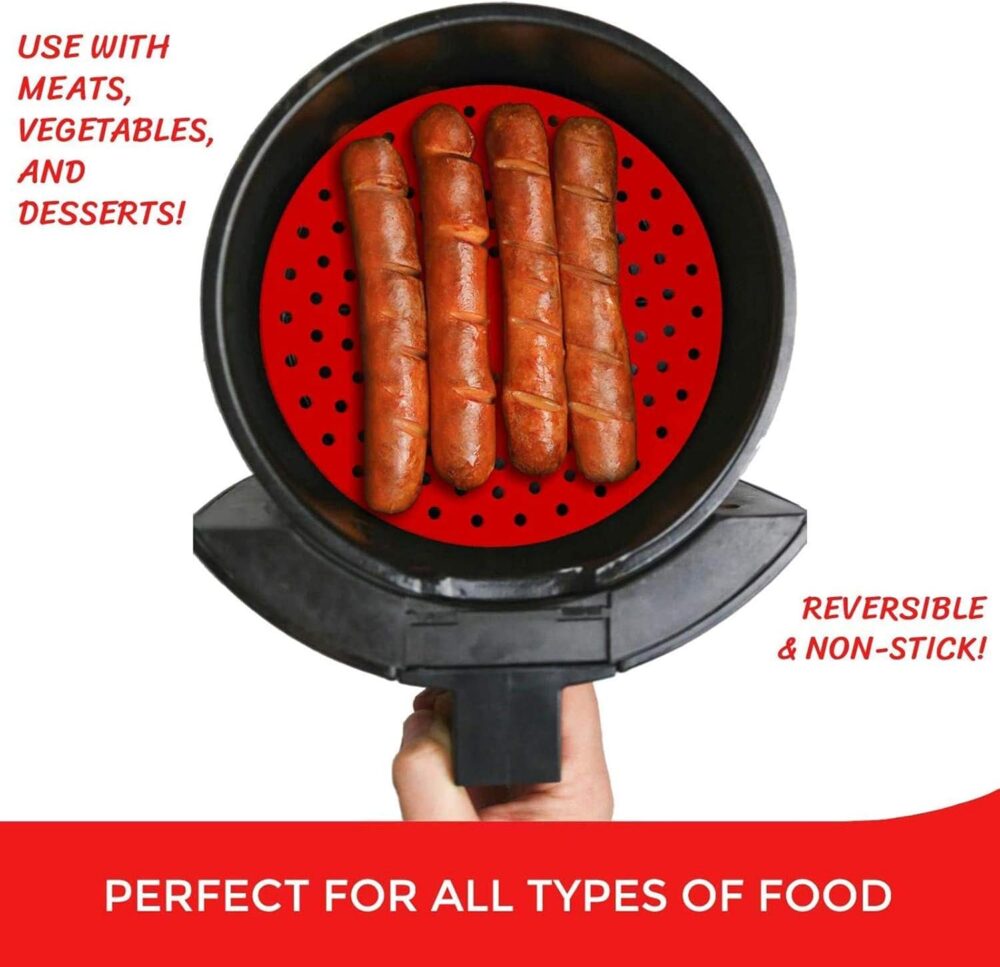Forros de fritadeira a ar redonda de silicone reutilizável f... | É bom mesmo? Descubra antes de comprar - Image 2