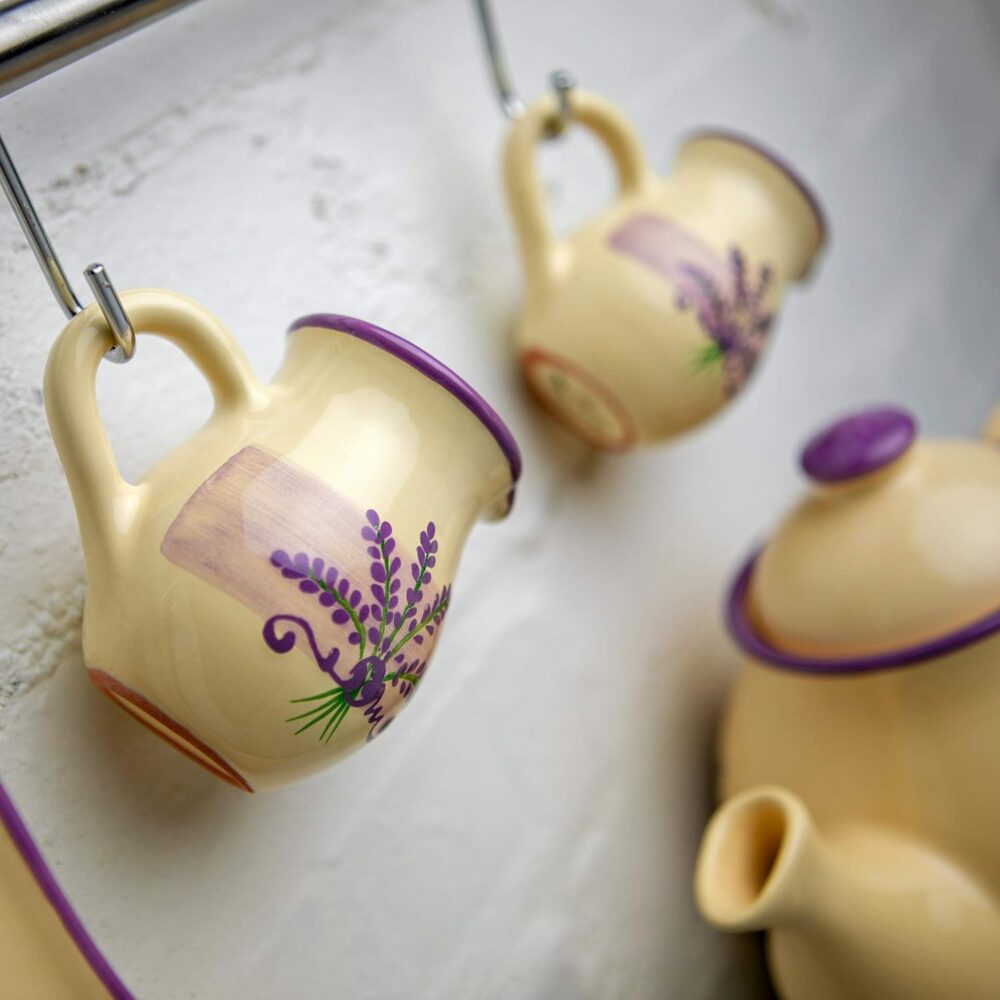 Creme de cerâmica feito à mão lavanda floral roxo e creme pe... - Image 5