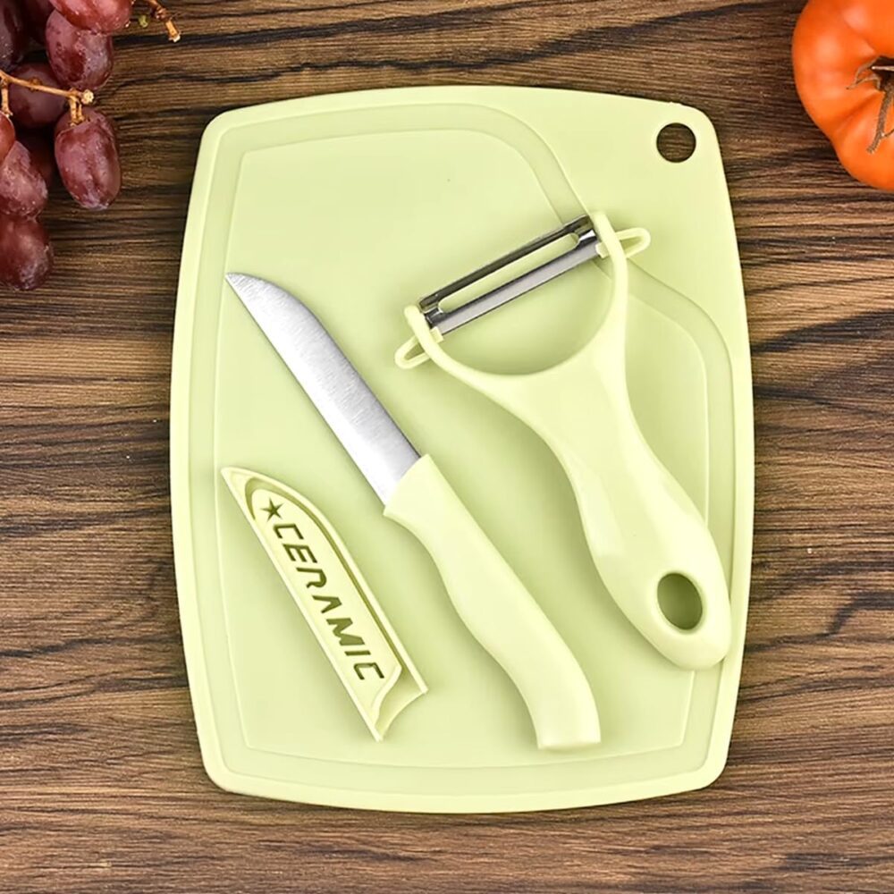 Kit Tábua Descascador e Faca para Cortar Legumes e Frutas, 3... - Image 5
