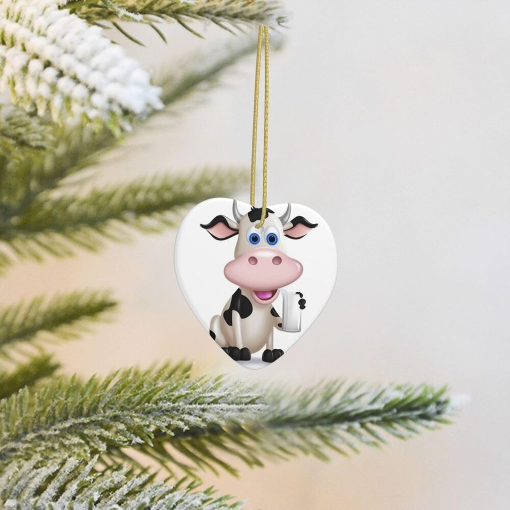 Enfeites de Natal com desenho animado de vaca leiteira, cora... - Image 8