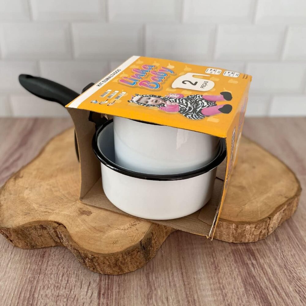 Conjunto Panela Esmaltada Ágata 1L e Leiteira 1,5L com cabos... - Image 3
