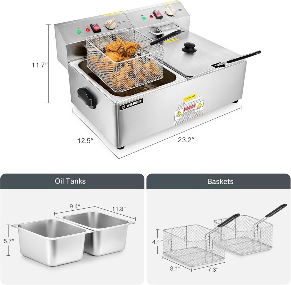 Wilprep Fritadeira Elétrica De 1600 W, Comercial 9 Kg Com Do... - Image 7