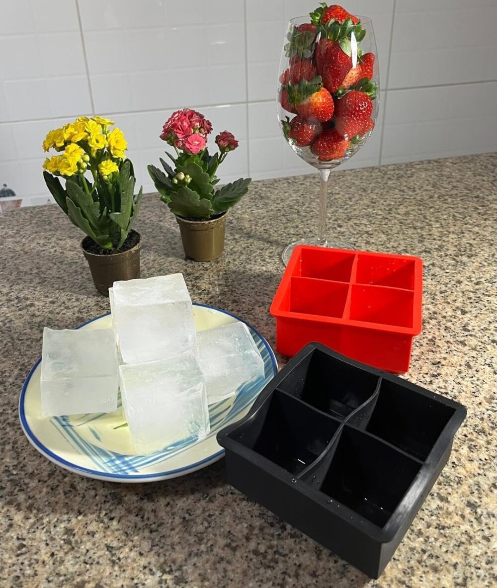 Forma de Gelo Silicone Bandeja 4 Cubos Moldes Grandes Quadra... - Image 5