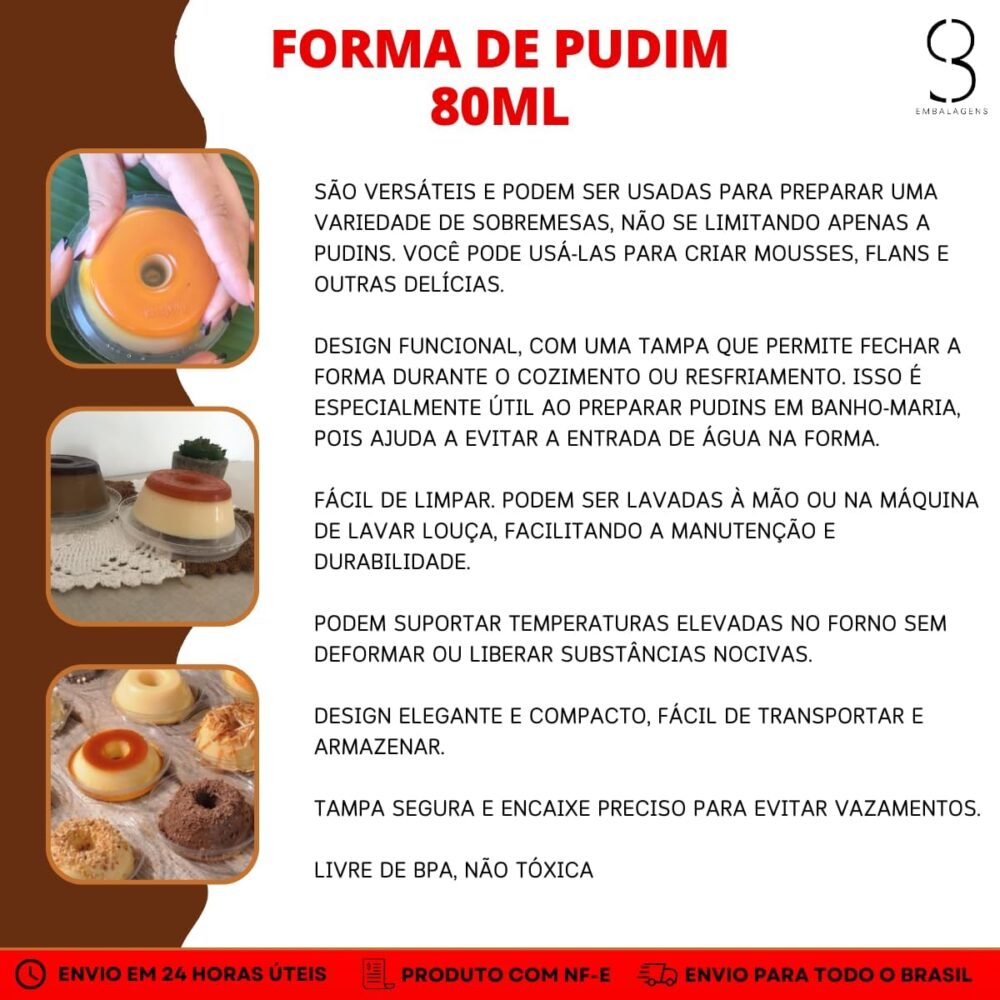 80 Formas de Plástico Para Pudim Banho Maria e Forno - 80ml - Image 2