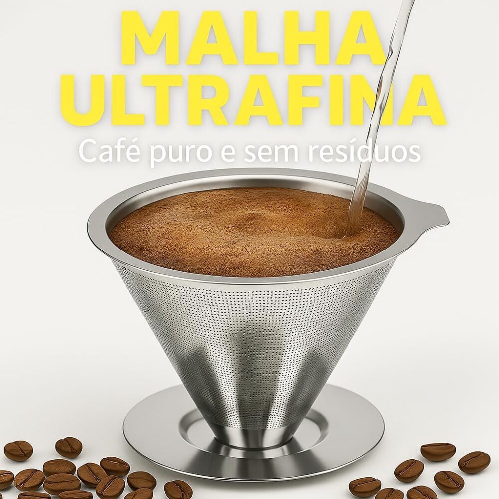 Coador de Café em Aço Inox N103 Grande com Suporte Reutilizá... - Image 2