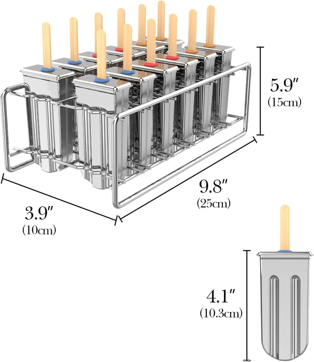 TOCCOOL Pacote com 12 moldes de picolé de aço inoxidável, mo... - Image 2