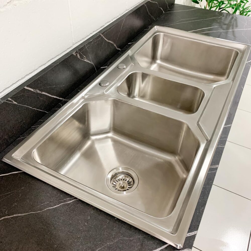 DECORPLACE, Cuba Pia Cozinha Tripla Pro Inox Escovado 105x50... - Image 3
