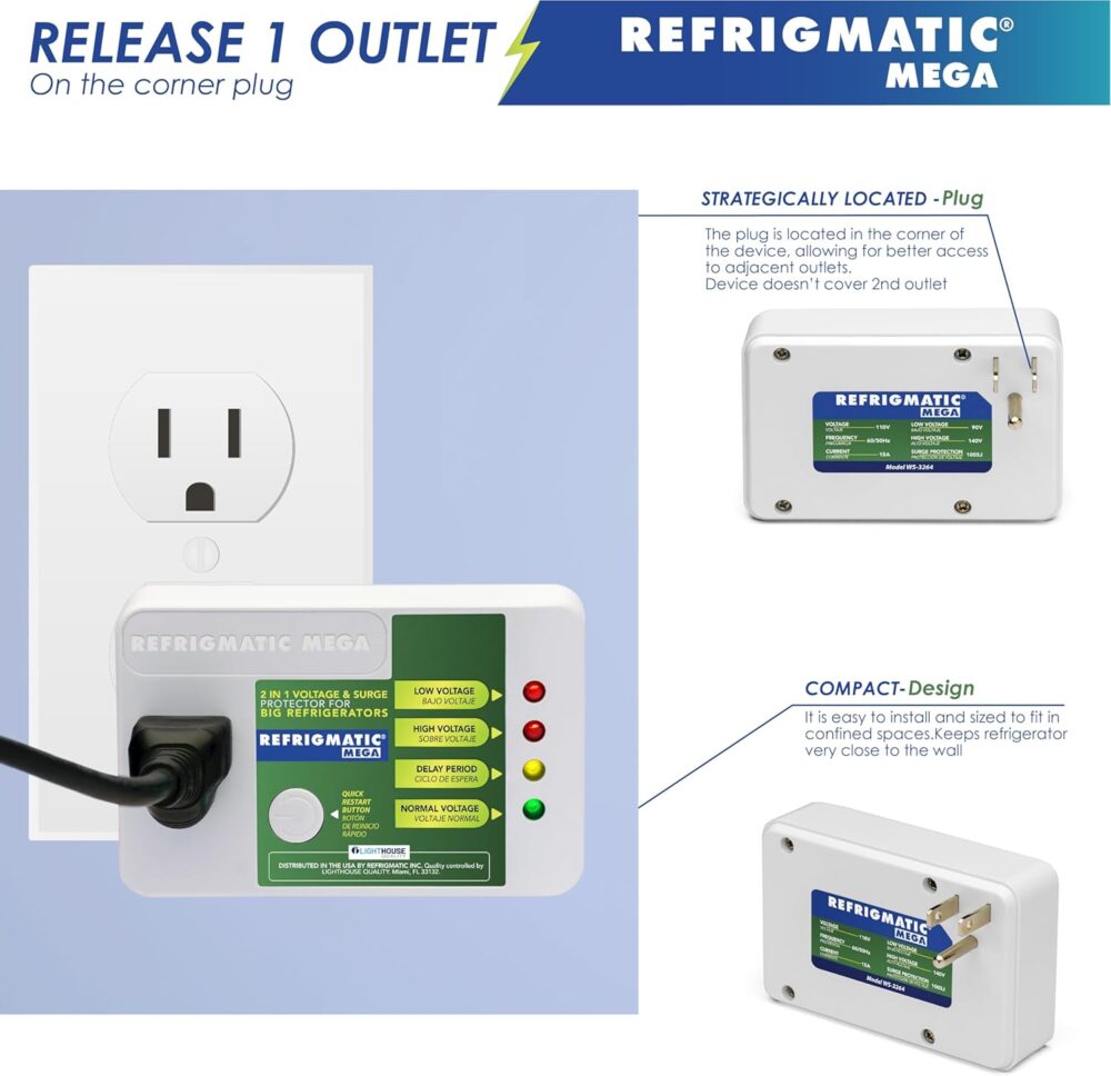 Refrigmatic MEGA, 2 em 1 protetor eletrônico de tensão e sob... - Image 3