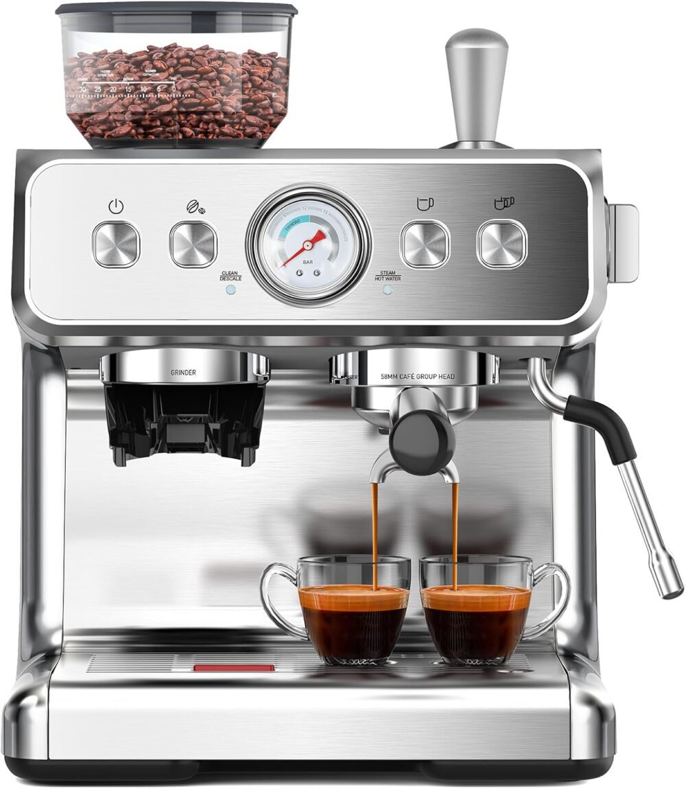 Electactic Máquina de café expresso com moedor, máquina de c...