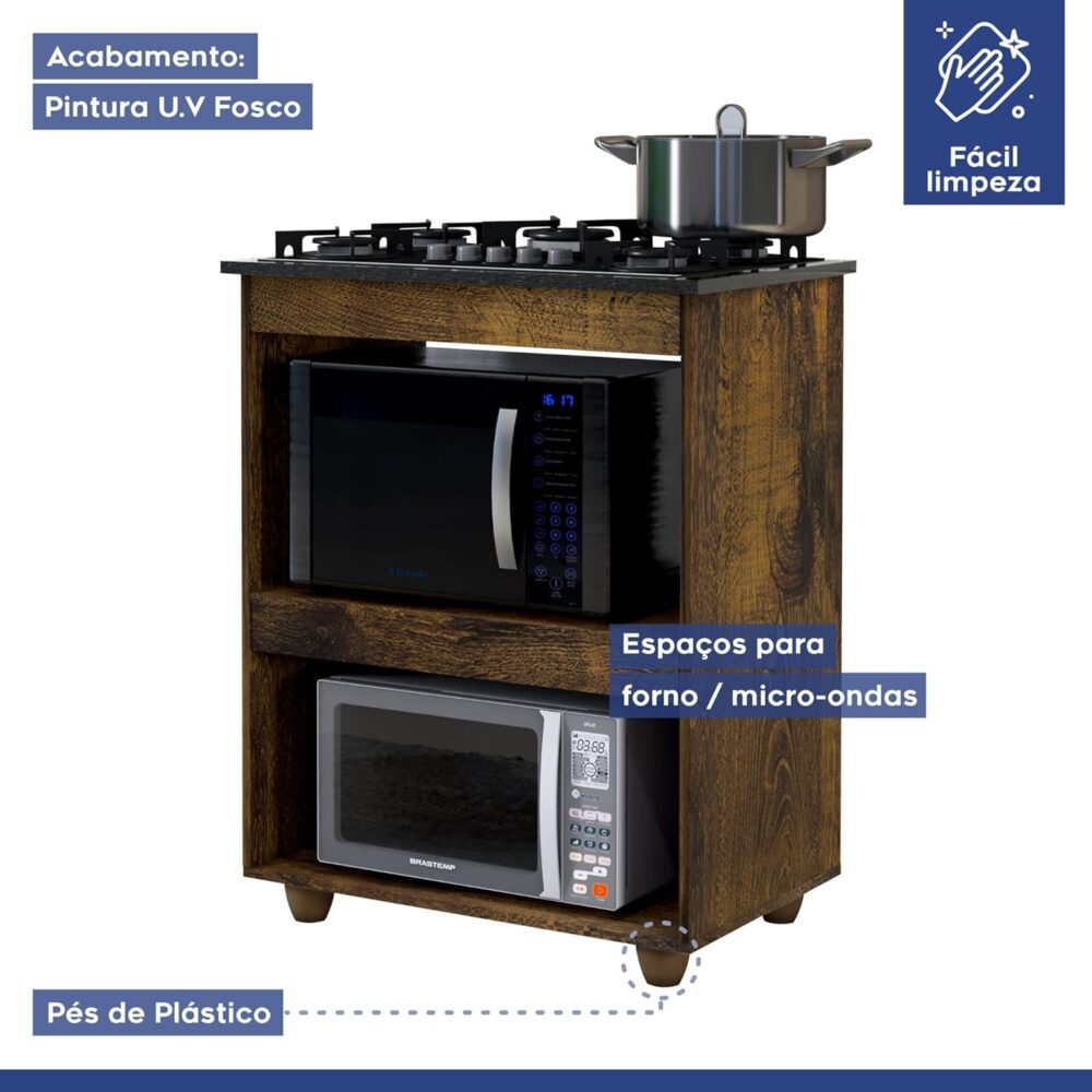 Kit Balcão Cooktop Turim Ypê com Fogão Cooktop 4 Bocas Itati... - Image 5