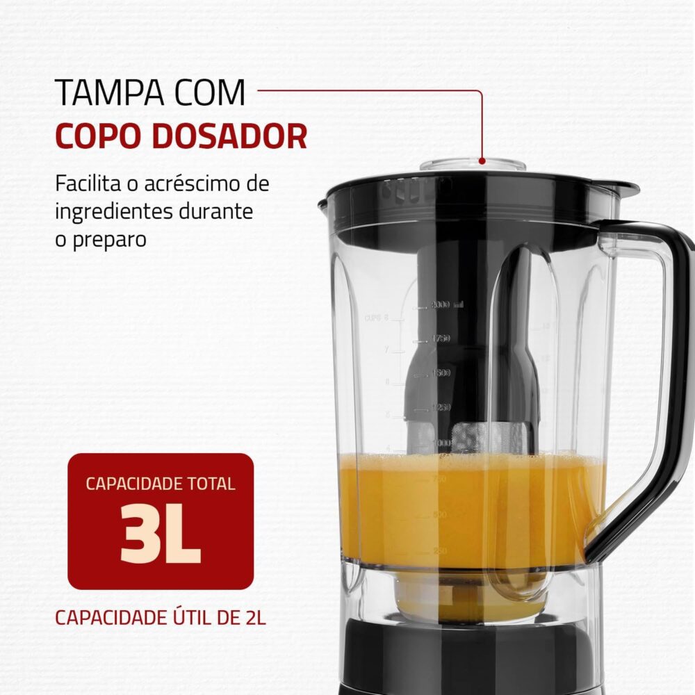 Liquidificador Turbo, Mondial, Preto/Inox, 1000W, 220V - L-1... - Image 5