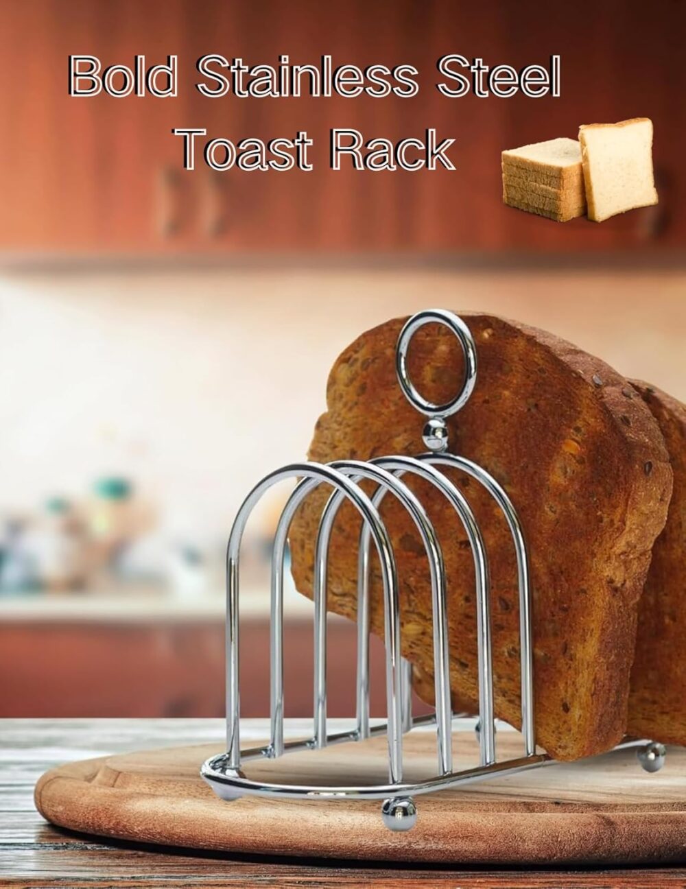 Torradeira, suporte para pão de aço inoxidável, fácil de arr... - Image 2