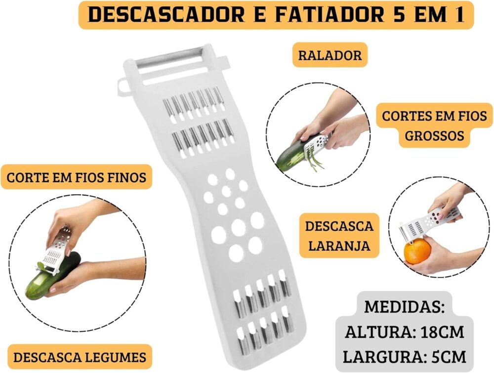 Descascador Fatiador Ralador Multifuncional 5 em 1 Plástico ... - Image 4