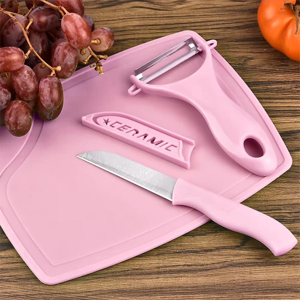 Kit Tábua Descascador e Faca para Cortar Legumes e Frutas, 3... - Image 6