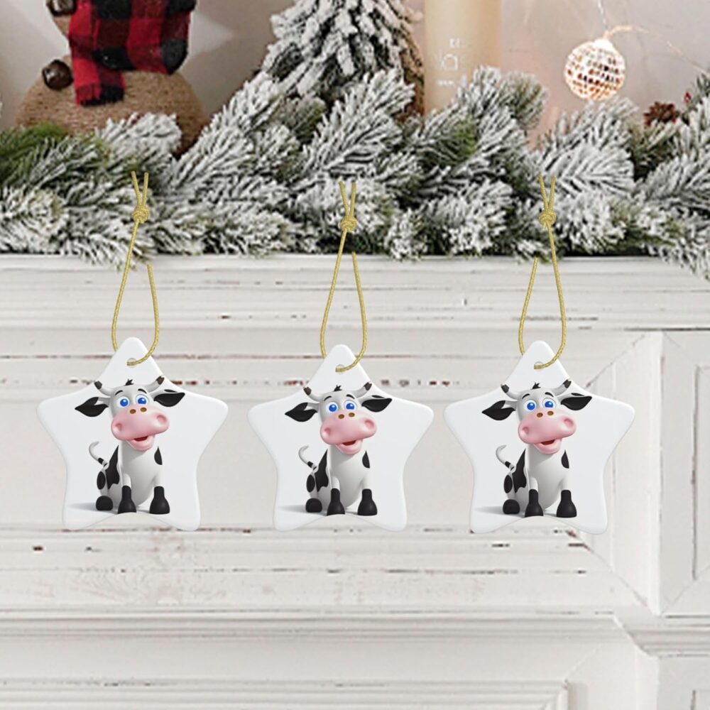 Enfeites de árvore de Natal de desenho animado de vaca leite... - Image 8
