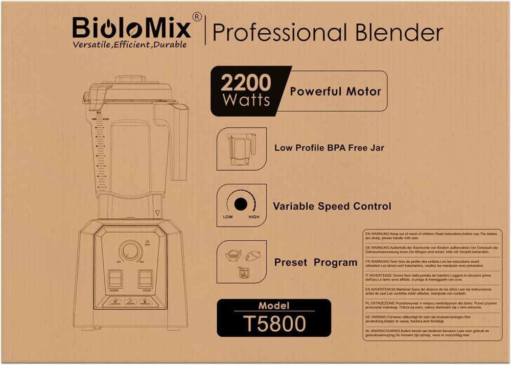 Biolomix Liquidificador Profissional, 2200 Watts, 68 Oz, Sem... - Image 8