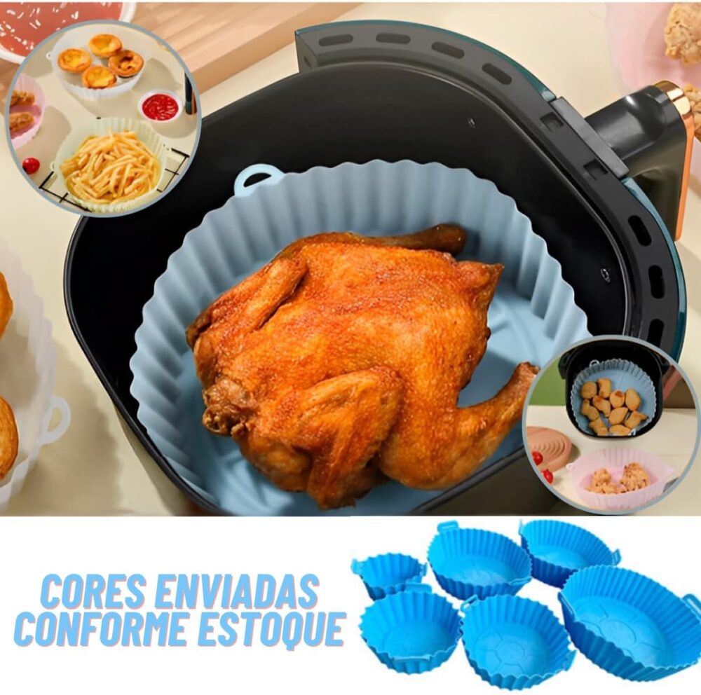 Kit Com 6 Formas Cesta Redonda de Silicone Para Air Fryer Fr... | É bom mesmo? Descubra antes de comprar - Image 8