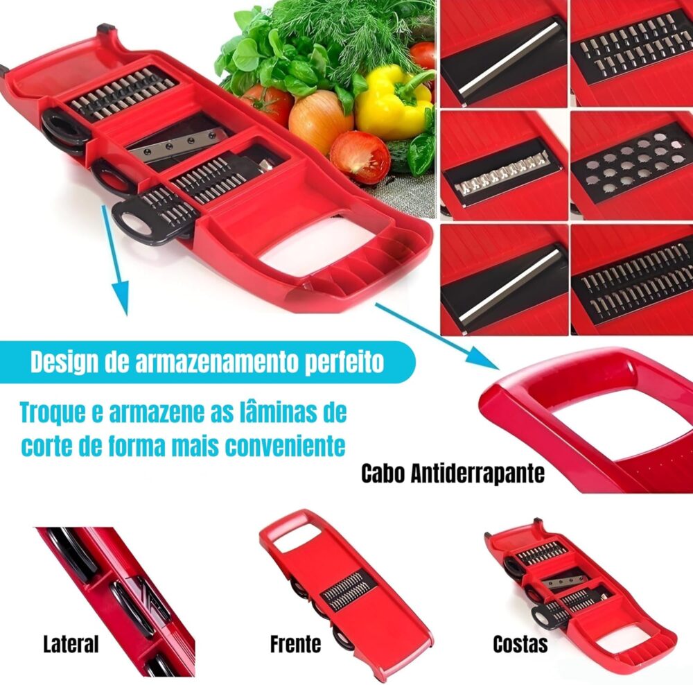 Cortador De Legumes Premium Mandoline 6 Em 1, Fatiador E Ral... - Image 4