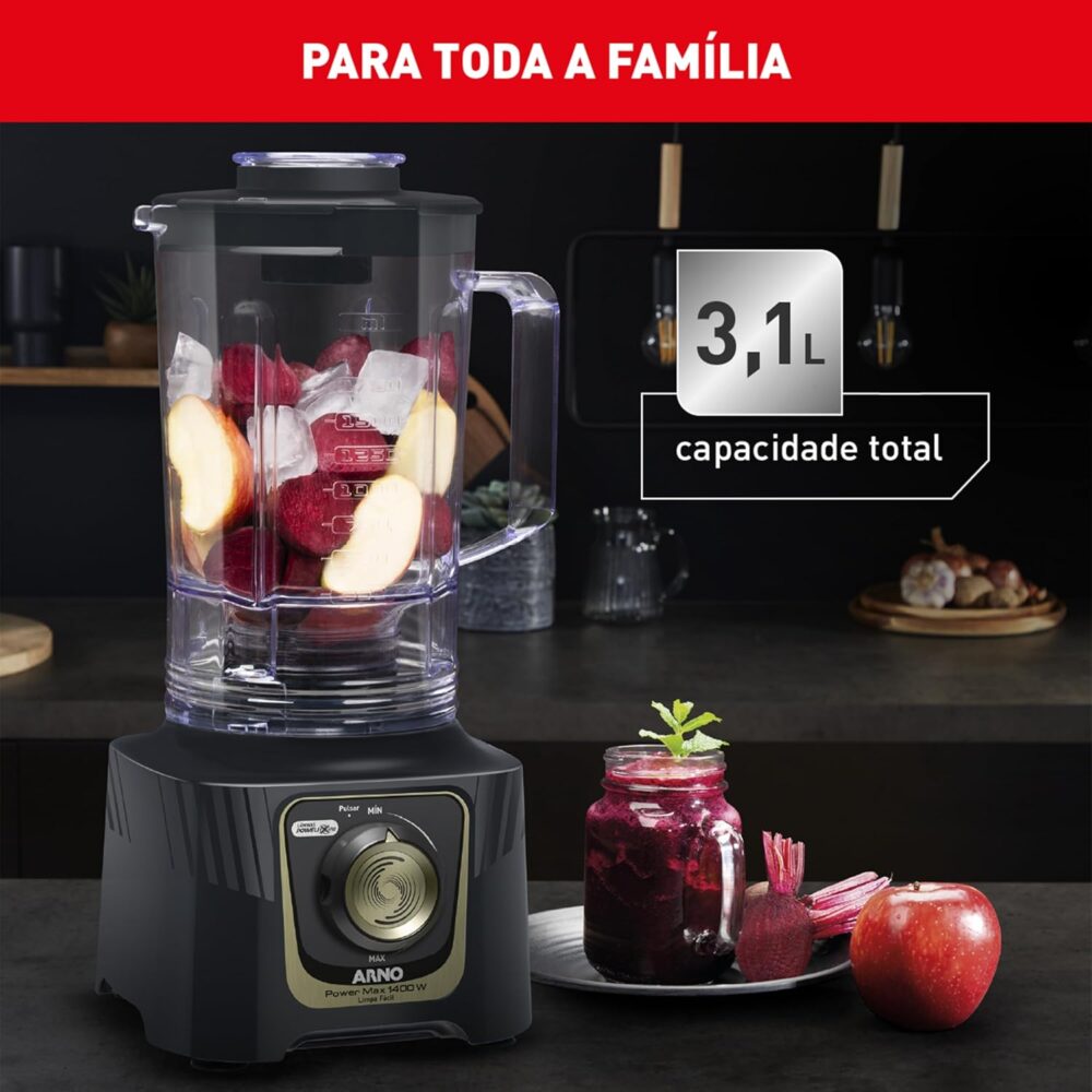 Liquidificador Arno Powermax Autolock 1400W LN82, Cinza Chum... - Image 4