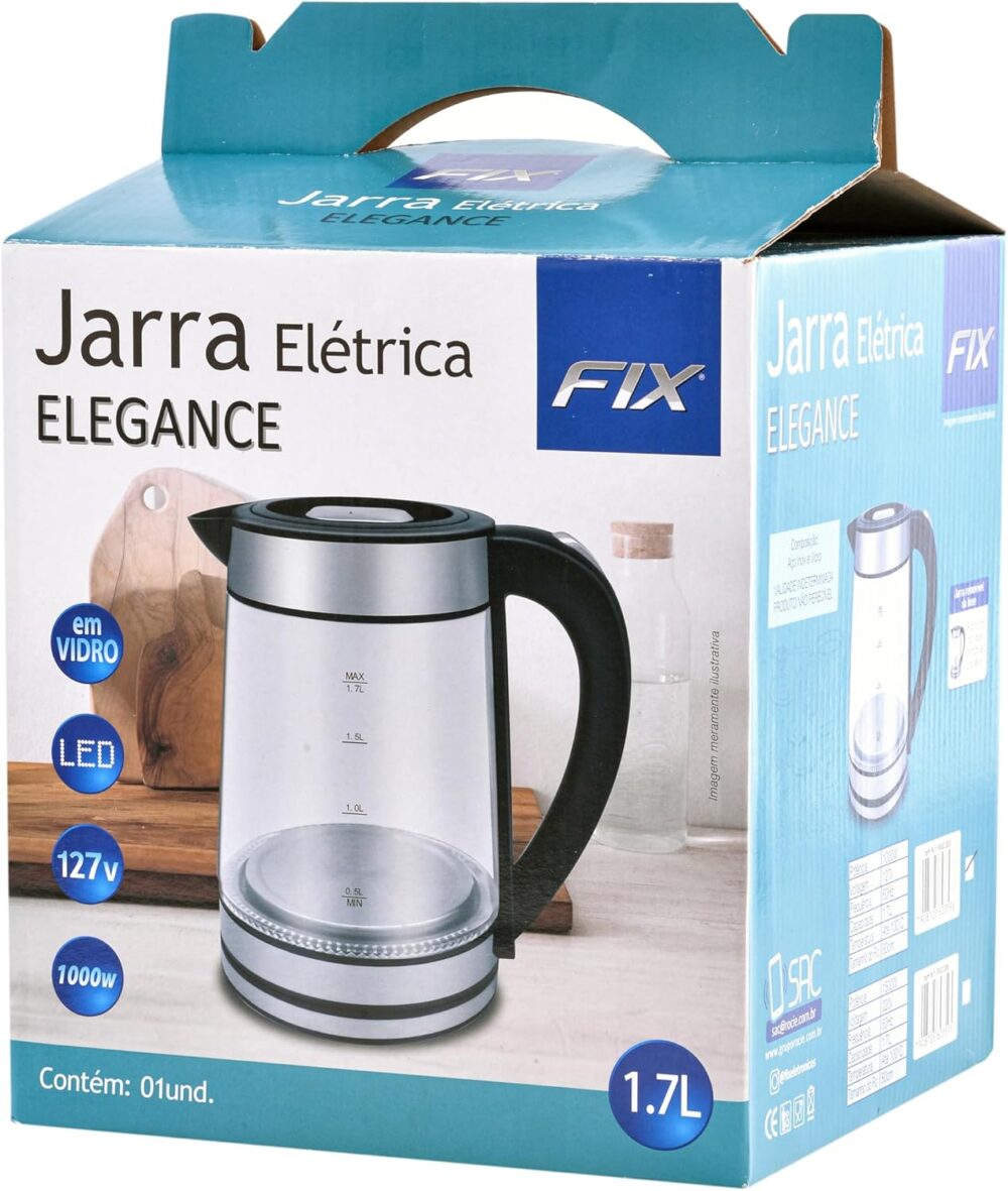 Chaleira Jarra Elétrica Elegance 127v Vidro 1,7 Litros Com L... - Image 2