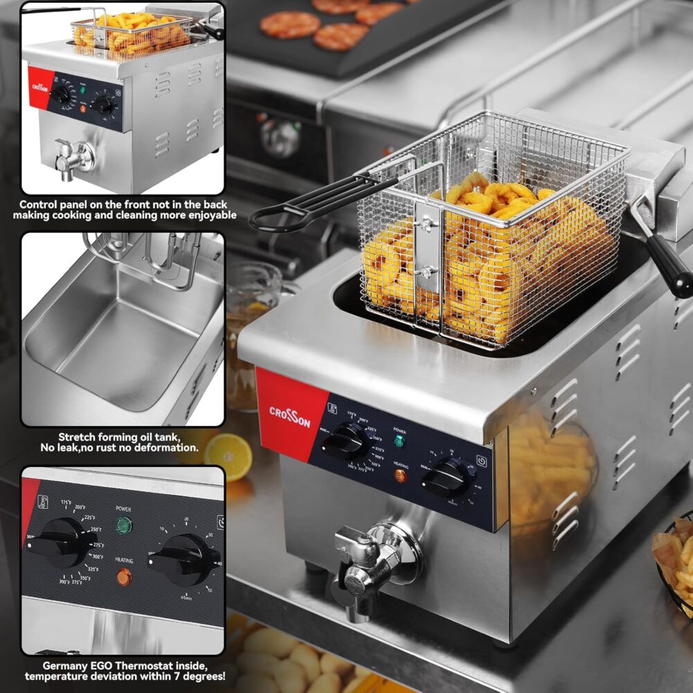 crosson Fritadeira Elétrica De Bancada 8L Com Válvula Drenag... - Image 3