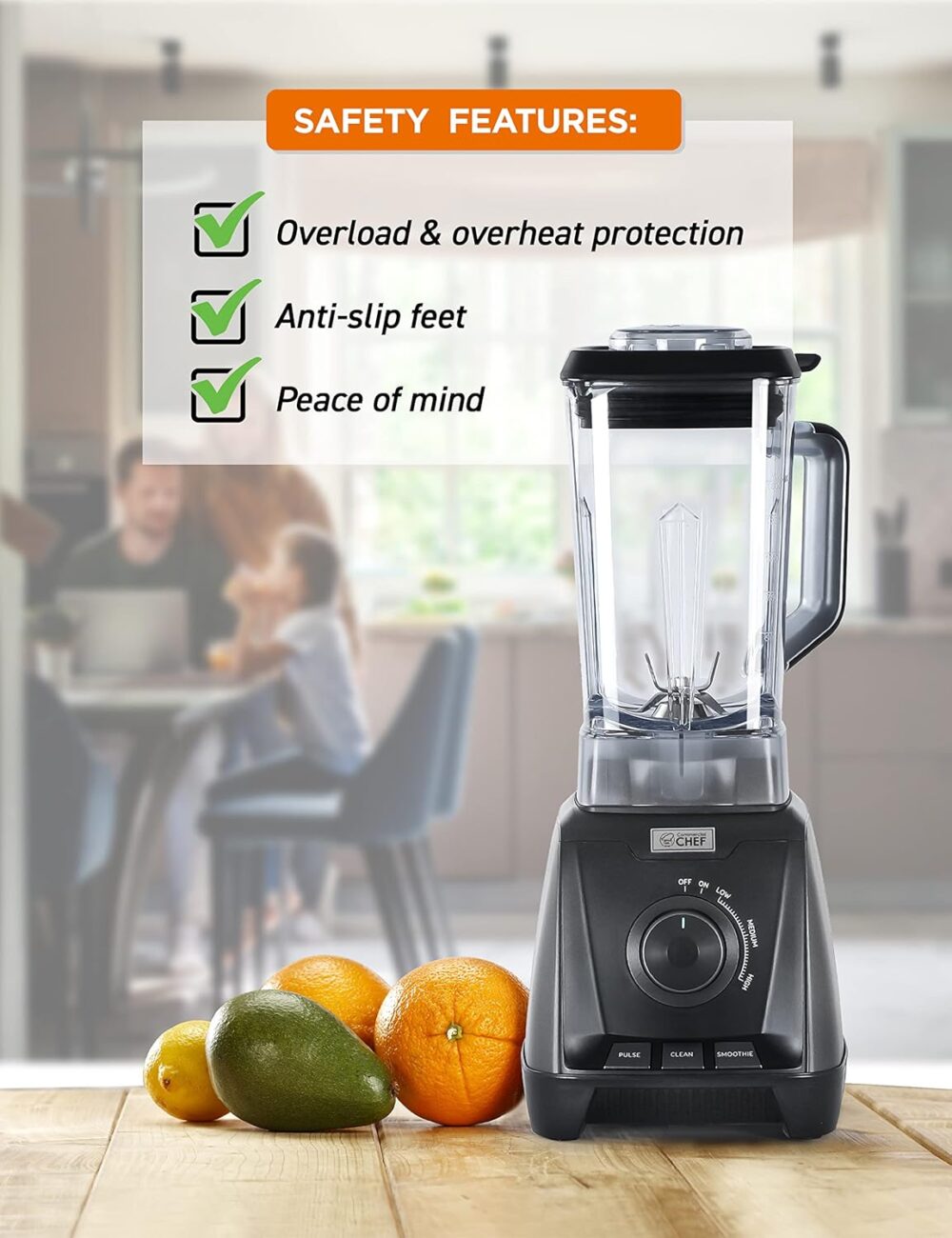 COMMERCIAL CHEF Liquidificador de alta potência de 1,5 L - Image 5