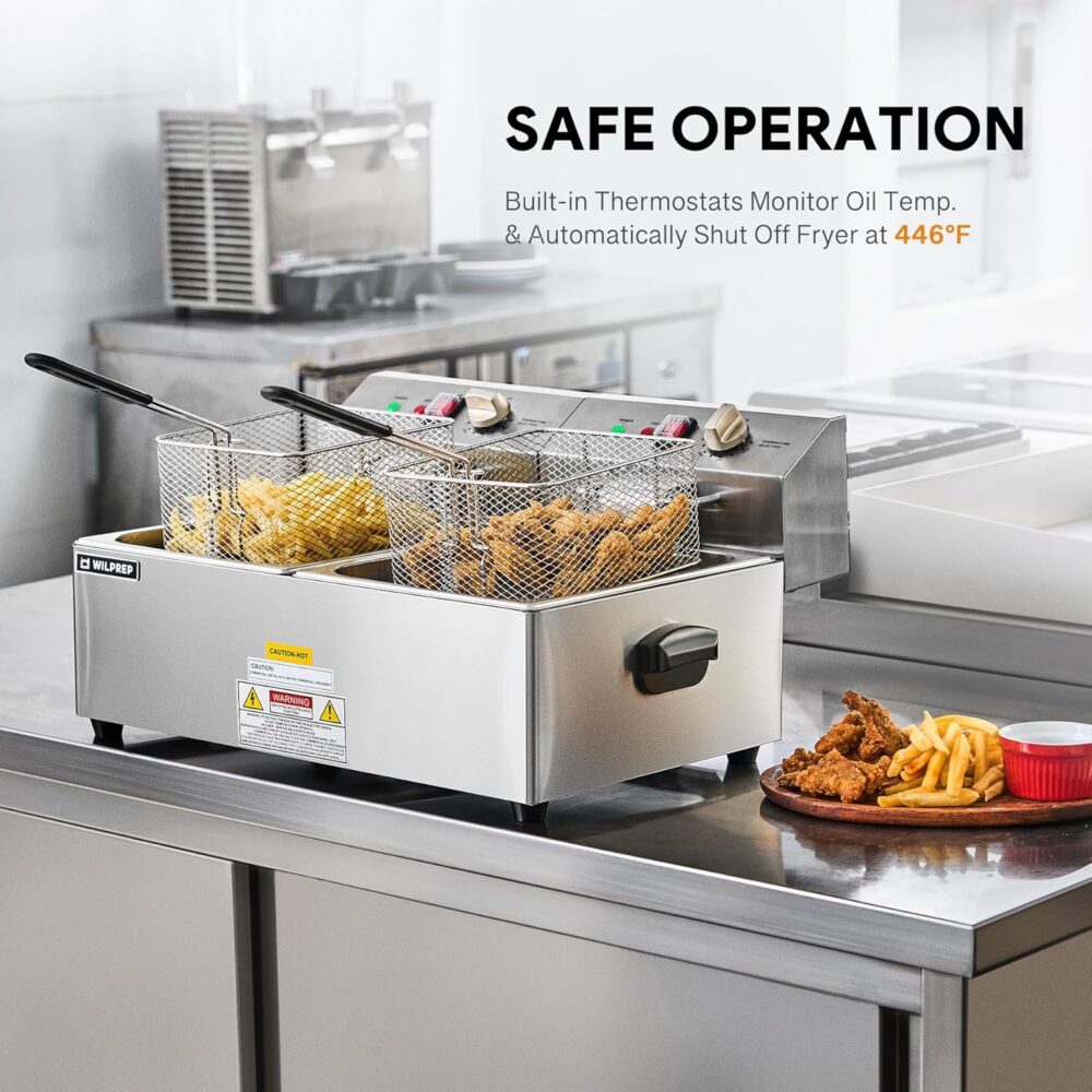 Wilprep Fritadeira Elétrica De 1600 W, Comercial 9 Kg Com Do... - Image 3