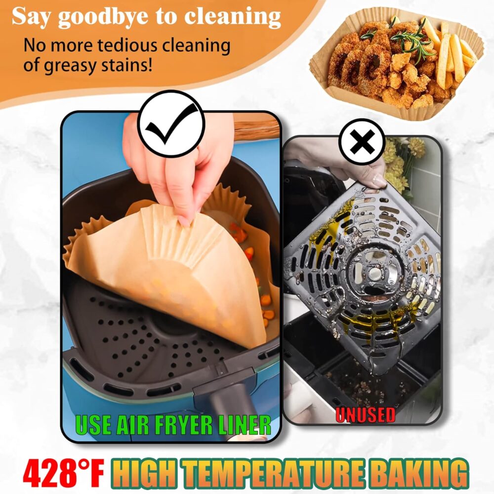 Forros de papel descartáveis Air Fryer, 120 peças de forro a... | É bom mesmo? Descubra antes de comprar - Image 4