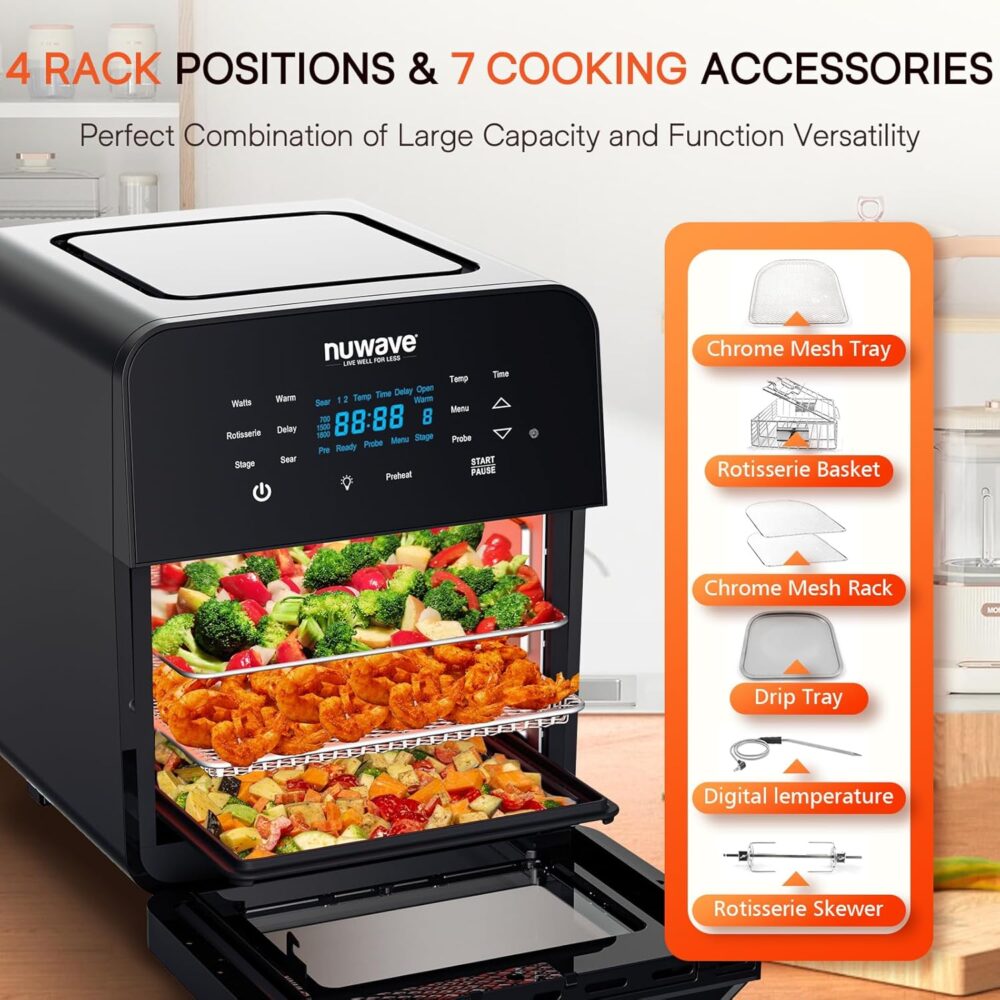 Nuwave Brio 15,5 Qt Air Fryer 10 em 1 Forno Rotisserie taman... | É bom mesmo? Descubra antes de comprar - Image 6