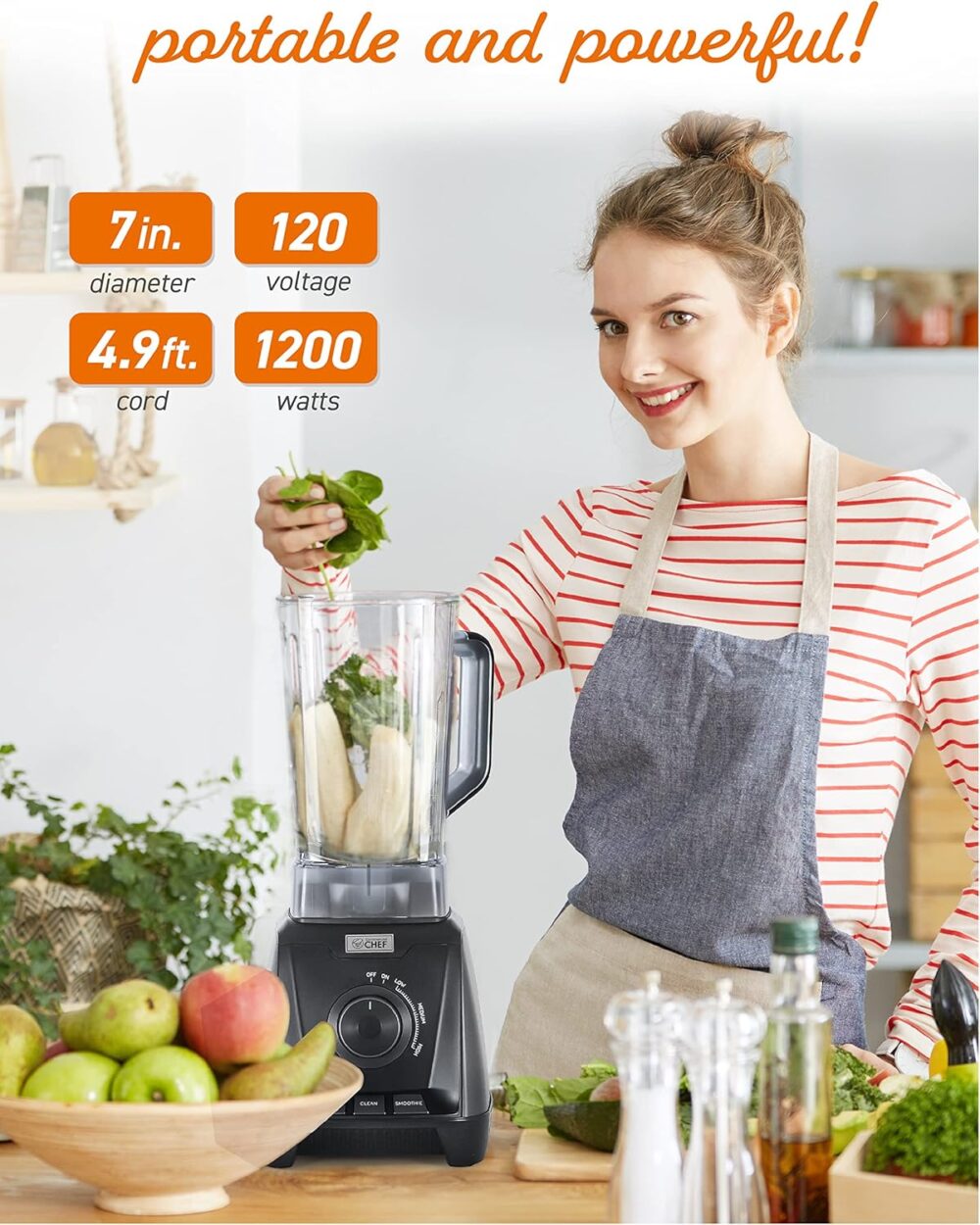 COMMERCIAL CHEF Liquidificador de alta potência de 1,5 L - Image 4