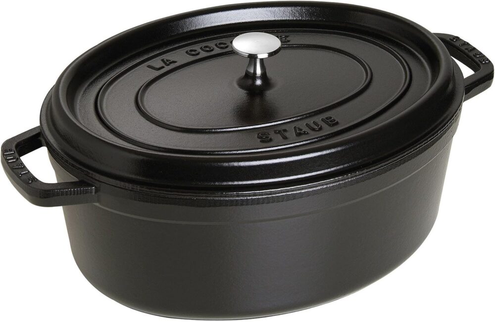 Staub Cast Iron 7-qt Oval Cocotte - Matte Black, Made in Fra...