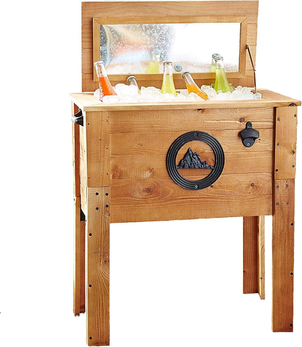 Backyard Expressions 913284 Cooler decorativo de madeira par...