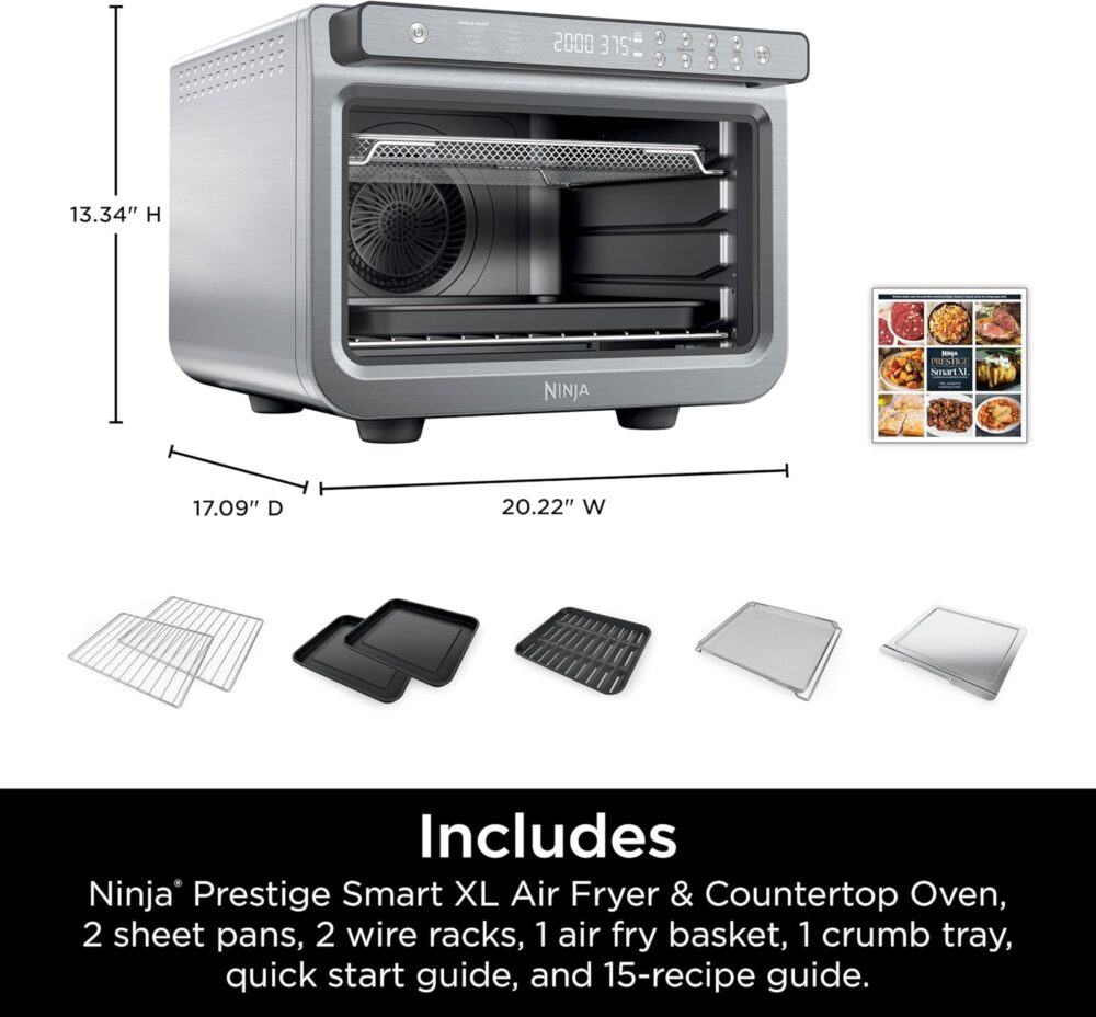 Ninja Aço Inoxidável Forno de Bancada com Fritar ao Ar 10 em...