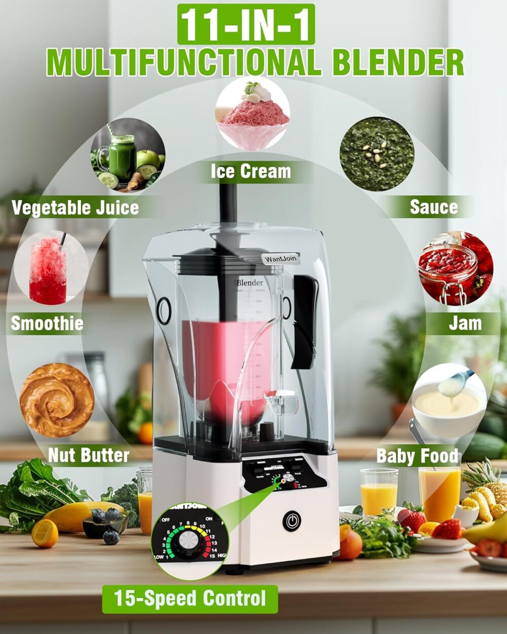 WantJoin Liquidificador Profissional Comercial com Escudo de... - Image 2