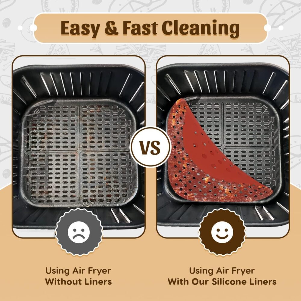 Kit 2 Formas Silicone Air Fryer 21x21cm – Tapete Antiaderent... | É bom mesmo? Descubra antes de comprar - Image 2