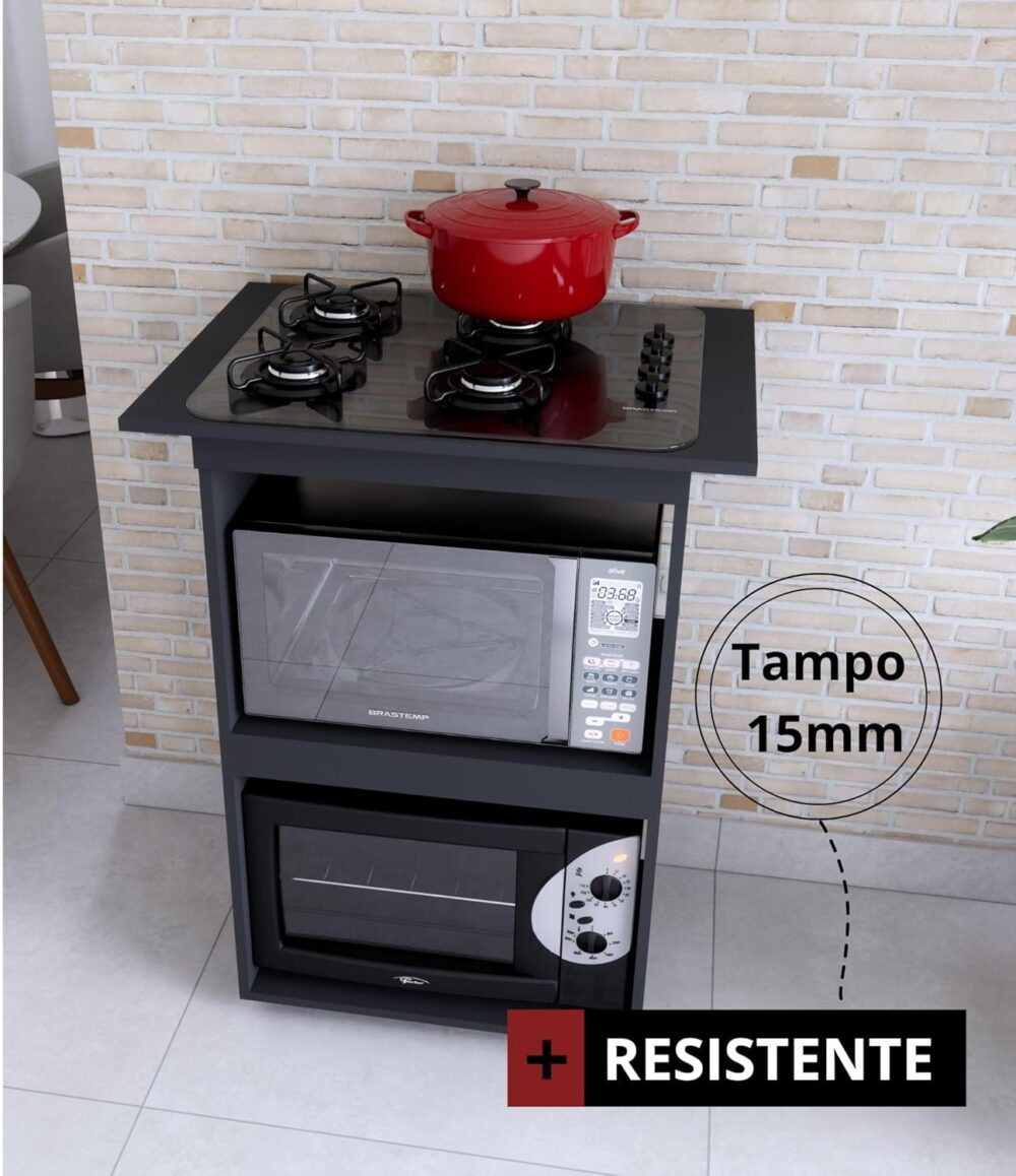 BALCÃO DE COZINHA PARA FOGÃO COOKTOP 4 BOCAS MULTIUSO MICROO... - Image 4