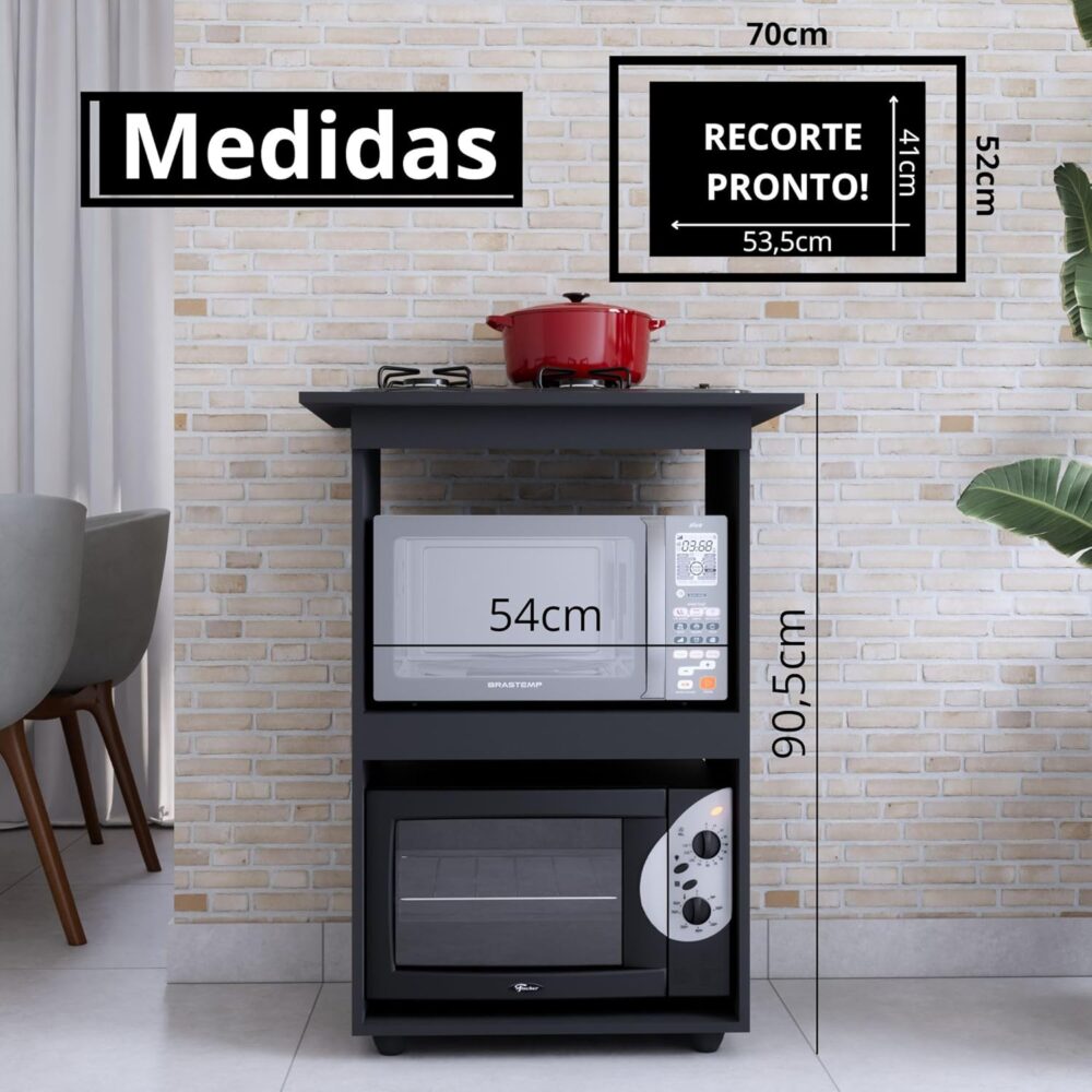 BALCÃO DE COZINHA PARA FOGÃO COOKTOP 4 BOCAS MULTIUSO MICROO... - Image 3