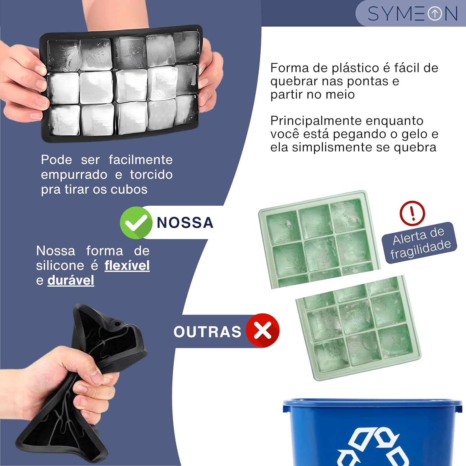 SYMEON Kit 2 Forma de Gelo Silicone Com Tampa 15 Cubos Flexi... - Image 2