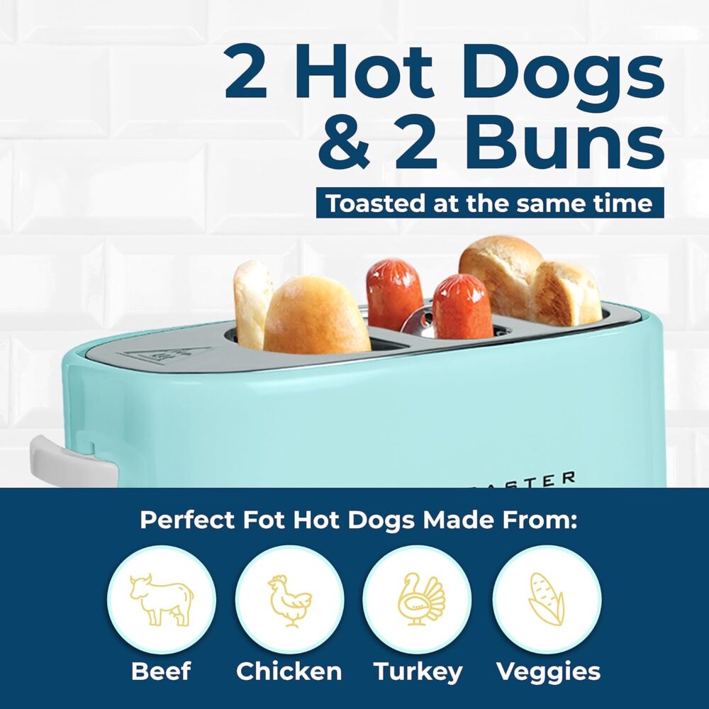 Nostalgia HDT600AQ – Torradeira para cachorro quente, Aqua, ... - Image 5