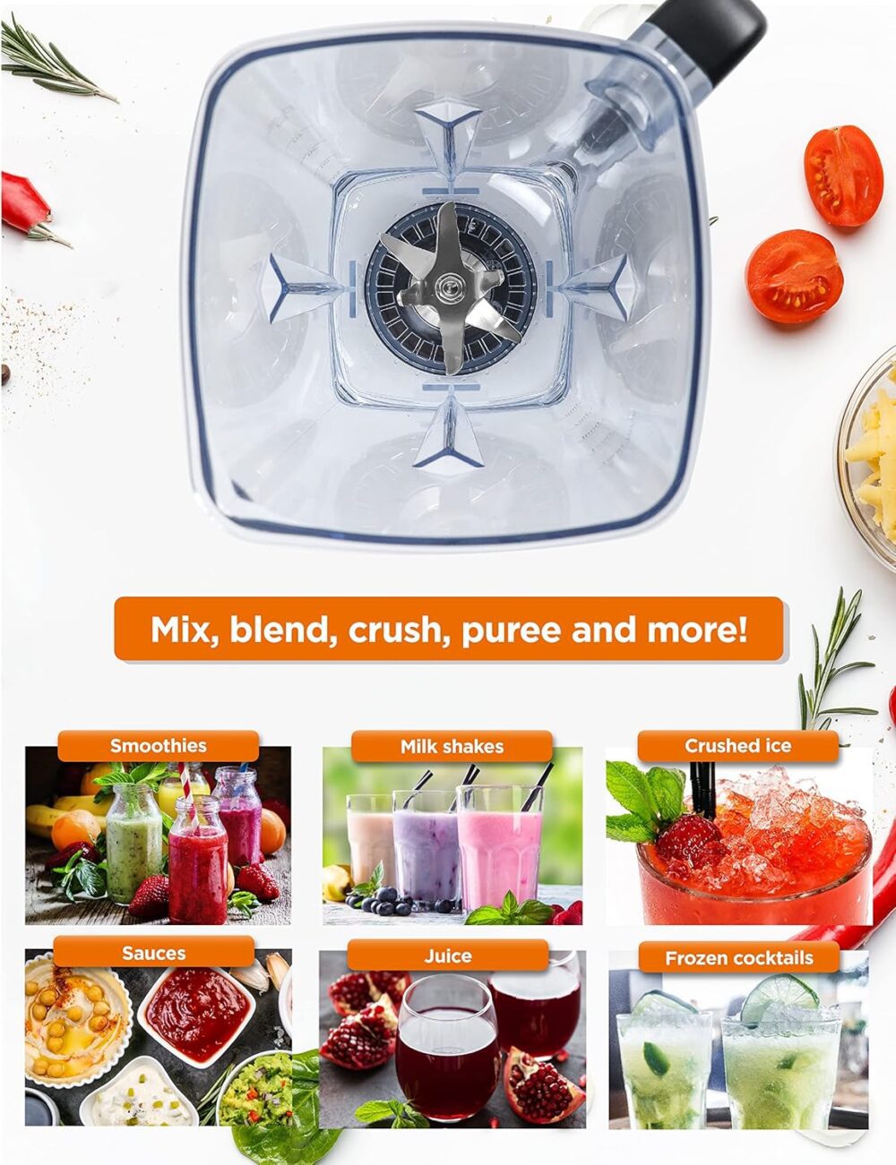COMMERCIAL CHEF Liquidificador de alta potência de 1,5 L - Image 2