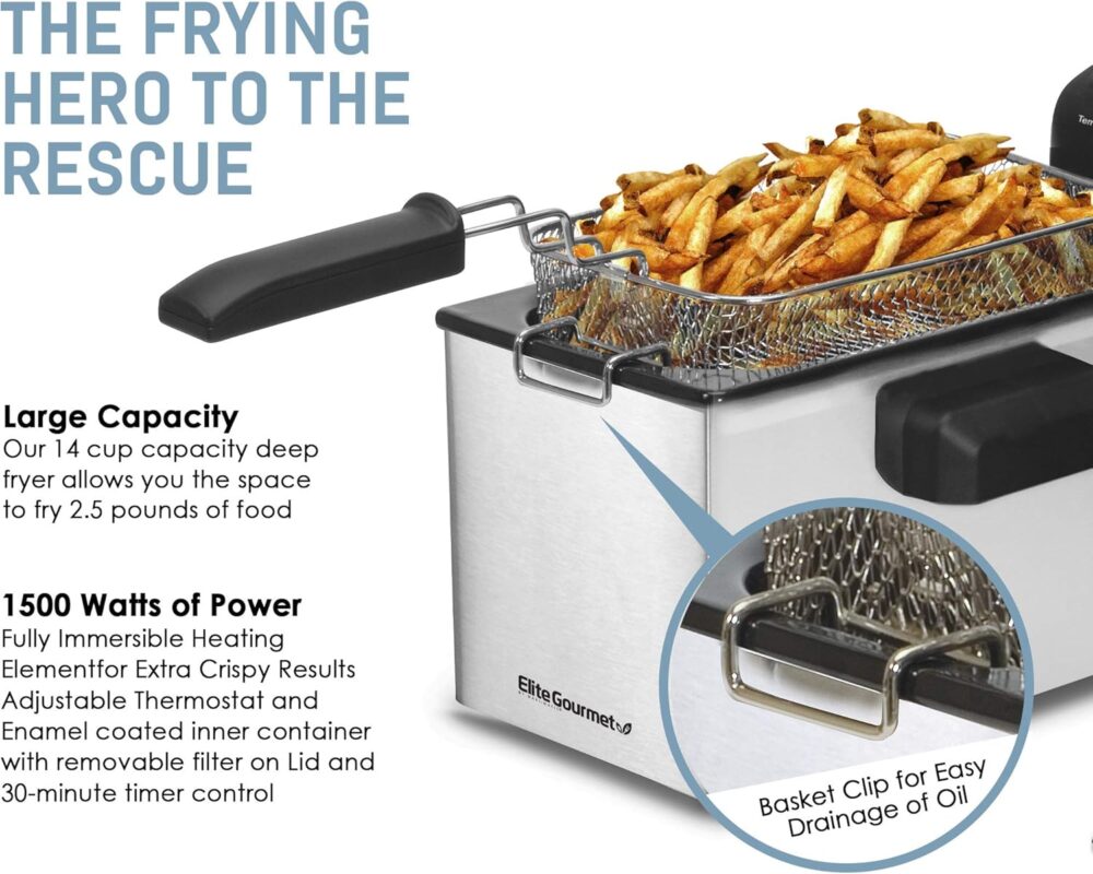 Elite Gourmet Fritadeira de imersão elétrica EDF-3500. Cesta... | É bom mesmo? Descubra antes de comprar - Image 5